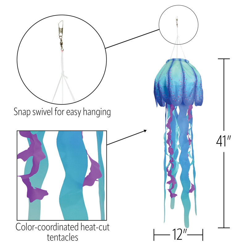 In The Breeze 40-inch Teal Jellyfish 3D Windsock | Wayfair